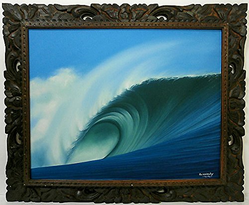 Amazon.co.jp: バリアート絵画L横Windy 『Big wave』K アジアン雑貨